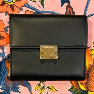 Emporio Armani black leather wallet with gold clasp